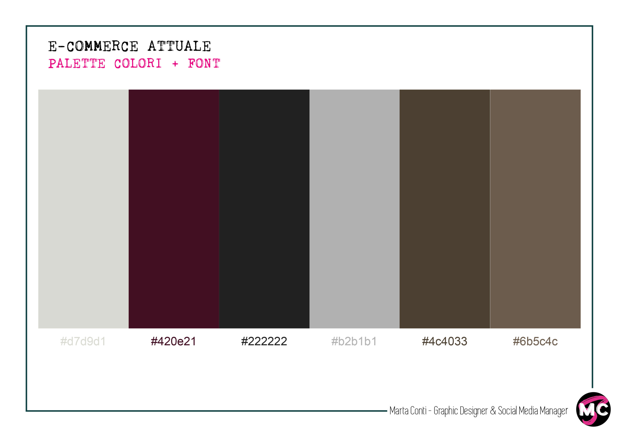 Palette colori esadecimali dell'e-commerce Tenute Goccianello attuale