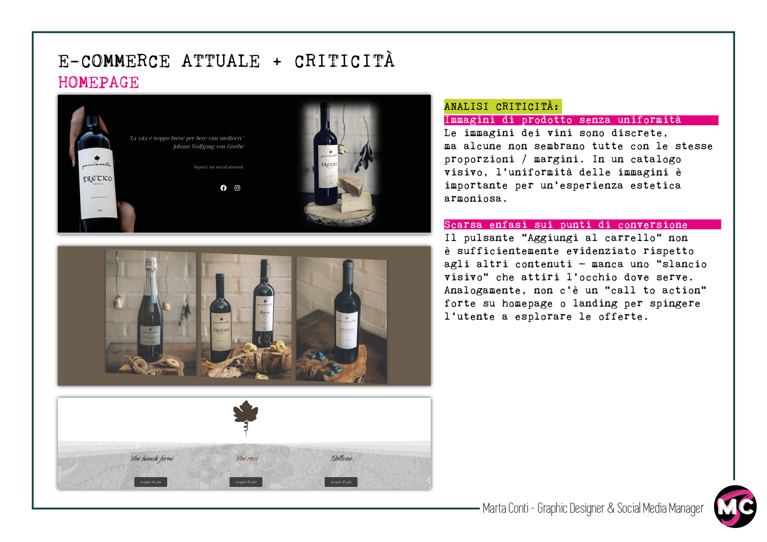 Analisi uniformit&agrave; immagini prodotto homepage e-commerce vino